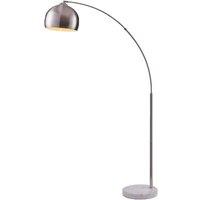 Teamson Home Modern Curved Arc Floor Lamp with Bell Shade & Marble Base, Brushed Nickel in Silver