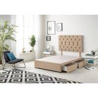 Somnior Premier Divan Bed Base With 4 Drawers & Headboard Plush in Beige | Size: Double