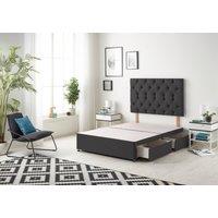 Somnior Premier Divan Bed Base With 4 Drawers & Headboard Plush in Black | Size: Small Double