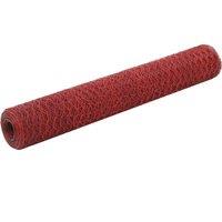 Berkfield Home Chicken Wire Fence Steel with PVC Coating 25x1 m Red