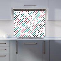 Warren Reed - Designer Overlapping Coloured Diagonal Lines Kitchen Splashback in Green | Size: 700mm x 750mm
