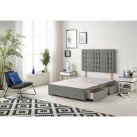 Somnior Bliss Divan Bed Base With 4 Drawers & Headboard Linen in Silver | Size: Small Double