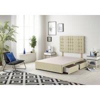 Somnior Bliss Divan Bed Base With 4 Drawers & Headboard Linen in Cream | Size: Double