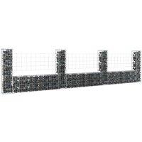 U-shape Gabion Basket with 4 Posts Iron 380x20x100 cm