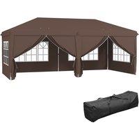 OUTSUNNY 3 x 6 m Pop Up Gazebo with Sides & Windows in Brown