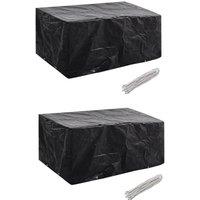 Berkfield Home Garden Furniture Covers 2pcs 4 Person Poly Rattan 180x140cm in Black | Size: 180x140 cm