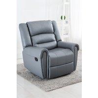 More4Homes Denver Bonded Leather Manual Recliner Stud Sofa Home Lounge Chair in Grey
