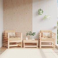 Berkfield Home Garden Chairs with Cushions 2 pcs Solid Wood Pine in Brown