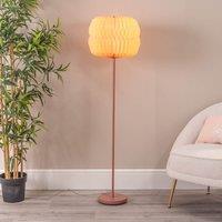 ValueLights Bett Rust Metal Floor Lamp With Origami Paper Lampshade in Natural