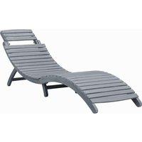 Berkfield Home Sun Lounger Grey Wash Solid Acacia Wood
