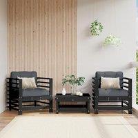 Berkfield Home Garden Chairs with Cushions 2 pcs Black Solid Wood Pine