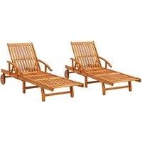 Berkfield Home Sun Loungers 2 pcs Solid Acacia Wood in Brown