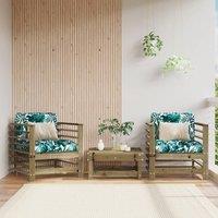 Garden Chairs with Cushions 2 pcs Impregnated Wood Pine