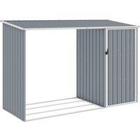 Garden Firewood Shed Grey 245x98x159 cm Galvanised Steel