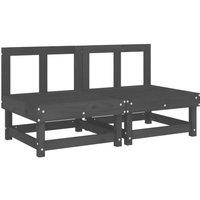 Garden Middle Sofas 2 pcs Grey Solid Wood Pine