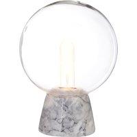 Orsina Contemporary Globe Lamp With Marble Base, Contrasting Bedside Table Light, Versatile Modern Lamp in Grey