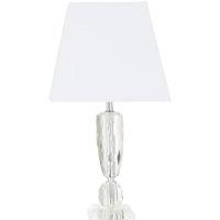 Orsina Shiny Crystal Table Lamp With Textured Base, Decorative Illuminant For Bedroom, Luminous Accent Light in White