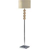 Orsina Teal Suede Effect Shade Floor Lamp, Tall Standing Lamp With Glass Effect Orbs, Chrome Base Floor Light in Cream
