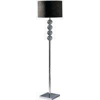 Orsina Teal Suede Effect Shade Floor Lamp, Tall Standing Lamp With Glass Effect Orbs, Chrome Base Floor Light in Black