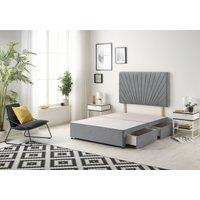 Somnior Platinum Divan Bed Base With 4 Drawers & Headboard Plush in Charcoal | Size: Small Double