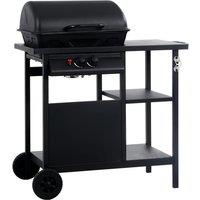 Berkfield Home Gas BBQ Grill with 3-layer Side Table Black
