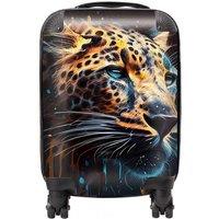 Warren Reed - Designer Leapoard Face Splashart On Dark Background Suitcase in Yellow | Size: Large