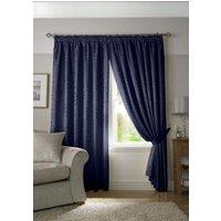 Alan Symonds Tivoli Leaf Lined Pencil Pleat Curtains in Navy | Size: 229 cm width x 229 cm drop