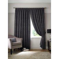 Alan Symonds Tivoli Leaf Lined Pencil Pleat Curtains in Charcoal | Size: 168 cm width x 229 cm drop