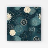 Warren Reed - Designer Blue Moon & Sun Canvas in Green | Size: w40 inch x h40 inch