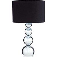 Orsina Touch Black Fabric Shade Table Lamp, Touch-Sensitive On/Off Function with Clear Glass Base & Black Fabric