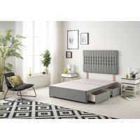 Somnior Galaxy Divan Bed Base With 4 Drawers & Headboard Linen in Silver | Size: Double
