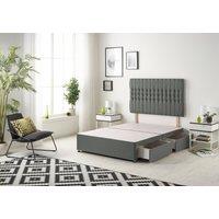 Somnior Galaxy Divan Bed Base With 4 Drawers & Headboard Linen in Dark Grey | Size: Small Double