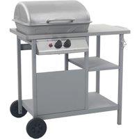 Berkfield Home Gas BBQ Grill with 3-layer Side Table Black & Silver
