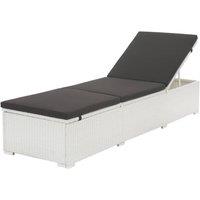 Berkfield Home Sun Lounger with Black Cushion Poly Rattan White