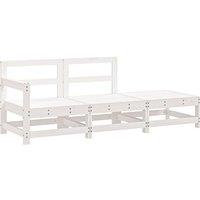 3 Piece Garden Lounge Set White Solid Wood Pine