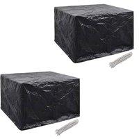 Berkfield Home Garden Furniture Covers 2pcs 4 Person Poly Rattan 113x113cm in Black | Size: 113x113 cm