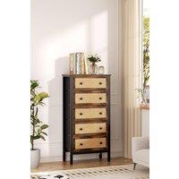 H&O Direct Drawer Rustic Rattan Storage Cabinet in Brown | Size: Medium