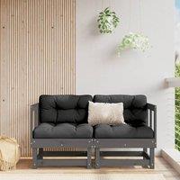Berkfield Home Corner Sofas with Cushions 2 pcs Grey Solid Wood Pine