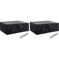 Berkfield Home Garden Furniture Covers 2 pcs 8 Eyelets 242x162x100 cm in Black | Size: 242 x 162 x 100 cm