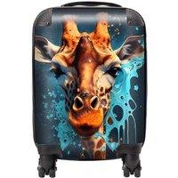 Warren Reed - Designer Blue Giraffe Face Splashart Suitcase in Grey | Size: Large