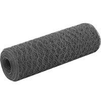 Chicken Wire Fence Steel with PVC Coating 25x0.5 m Grey