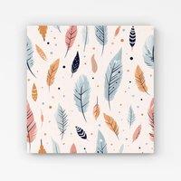 Warren Reed - Designer Pastel Feather Pattern Canvas in Blue | Size: w40 inch x h40 inch