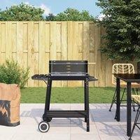 Berkfield Home Charcoal BBQ Grill with Wheels Black Steel