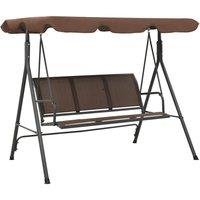 Berkfield Home Garden Swing Bench with Canopy Coffee in Brown