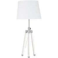 Orsina Contemporary Nickel Finish Table Lamp, Tripod Design With Crystal Wrapped Legs, Minimalist Table Lamp in Silver