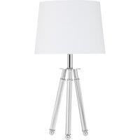 Orsina Contemporary Nickel Finish Table Lamp, Tripod Design With Crystal Wrapped Legs, Minimalist Table Lamp in White
