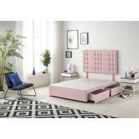 Somnior Bliss Divan Bed Base With 2 Drawers & Upholstered Headboard Plush Velvet in Pink | Size: Super King
