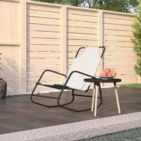 Berkfield Home Rocking Sun Lounger Cream Steel & Textilene in Beige