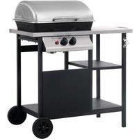 Berkfield Home Gas BBQ Grill with 3-layer Side Table Black & Silver