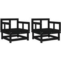 Garden Chairs 2 pcs Black Solid Wood Pine